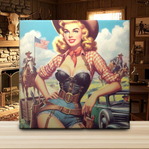 Vintage Cowgirl Pin Up Tile