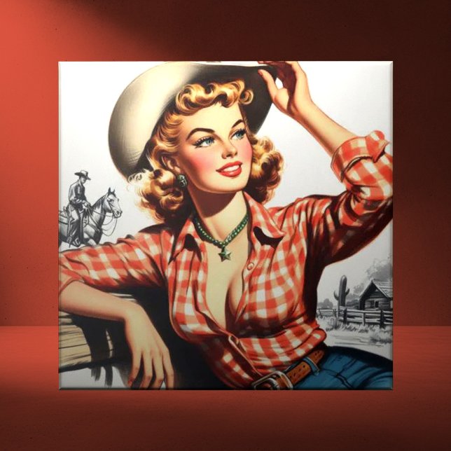 Vintage Cowgirl Pin Up Tile (Creator Uploaded)