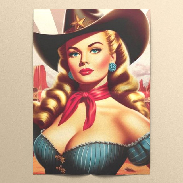 Vintage Cowgirl Pin-up Tissue Paper (Creator Uploaded)