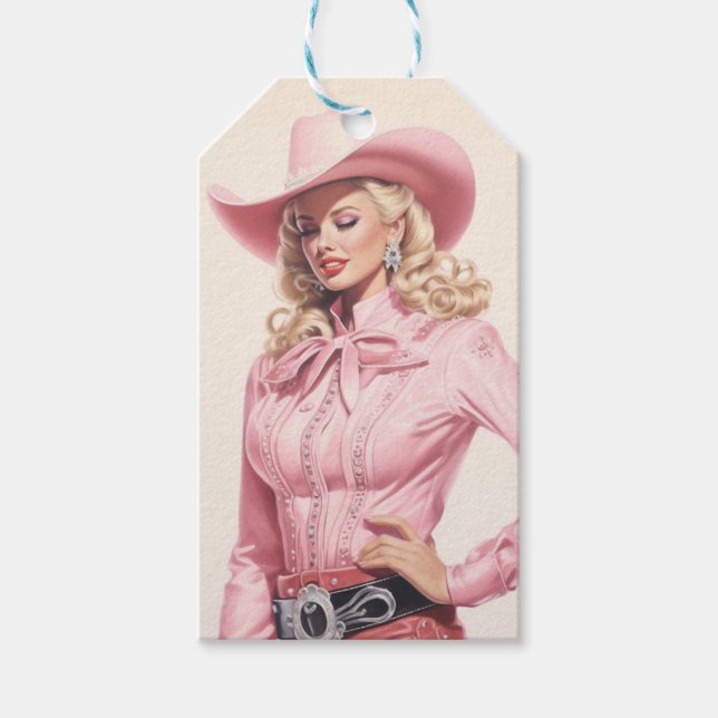 Vintage Cowgirl Pinup Gift Tags (Front)