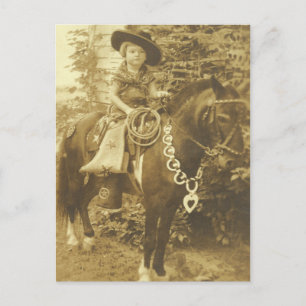 VINTAGE COWGIRL POSTCARD OR INVITATION