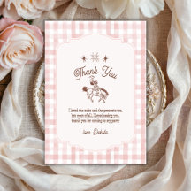 Vintage Cowgirl Rodeo Pink Gingham Girl Birthday