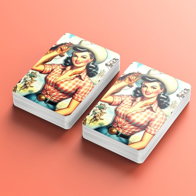 Vintage Cowgirl Seamless Illustration Playing Cards (Creator Uploaded)