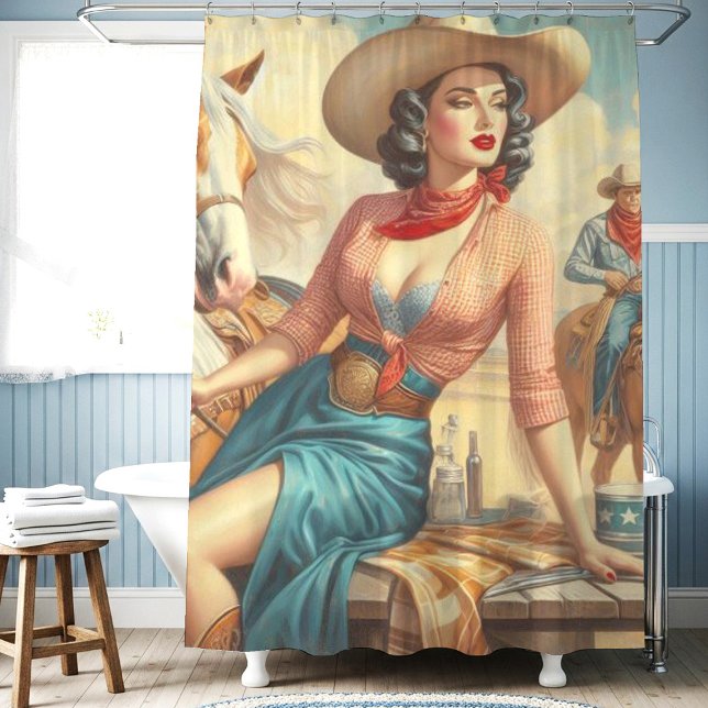 Vintage Cowgirl Shower Curtain (Creator Uploaded)