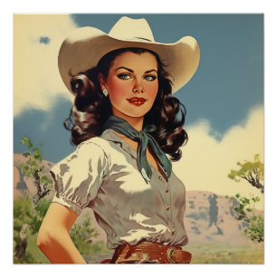 Vintage Cowgirl: Wild West Whispers Poster