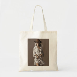 Vintage Cowgirl with Boho Accents on White  Tote Bag