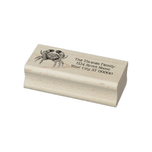 Vintage Crab #1 Drawing Name Return Address  Rubber Stamp