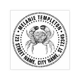 Vintage Crab #1L Drawing Name Return Address Self-inking Stamp