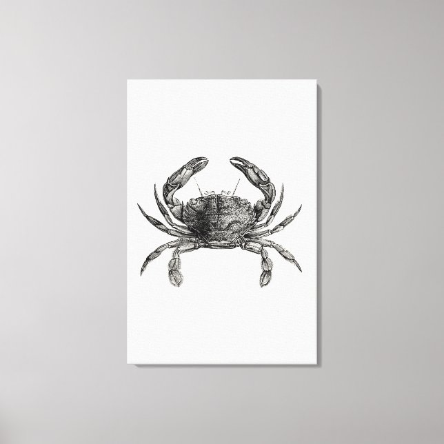 Vintage Crab Antique Crabs Personalised Template Canvas Print (Front)