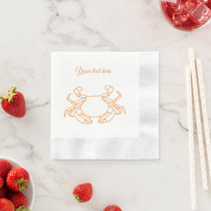 Vintage Crab Coastal Beach Party Orange Napkin