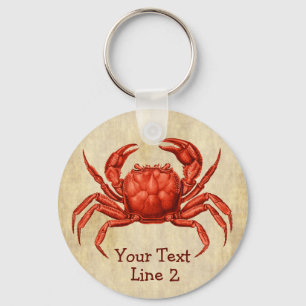 Vintage Crab Design Personalised Key Ring