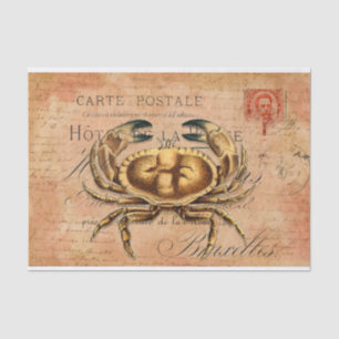 Vintage Crab French Postcard Decoupage  Tissue Pap Paper