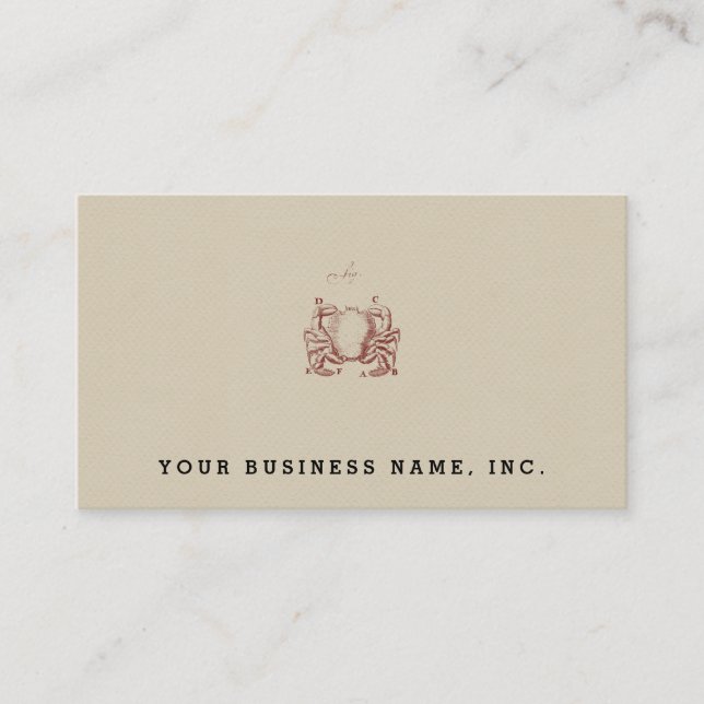 Vintage Crab Illistration Business Card (Front)