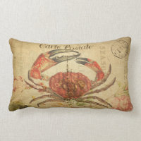 Vintage Crab Lumbar Pillow Carte Postale