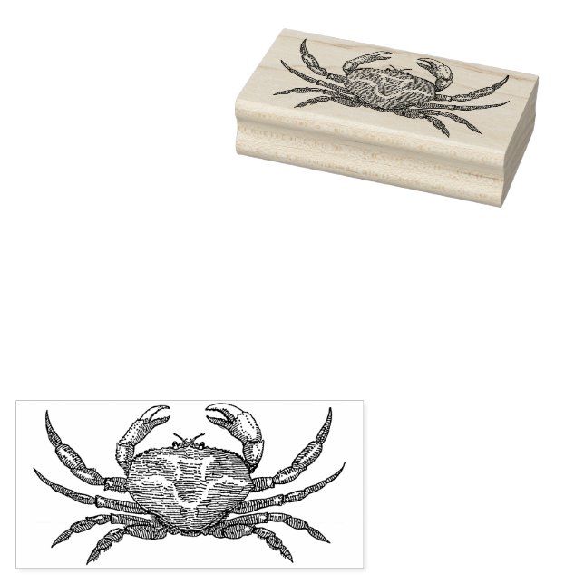Vintage Crab Motif Rubber Stamp (Stamped)