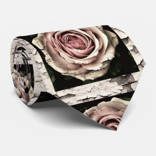 vintage cracked roses tie