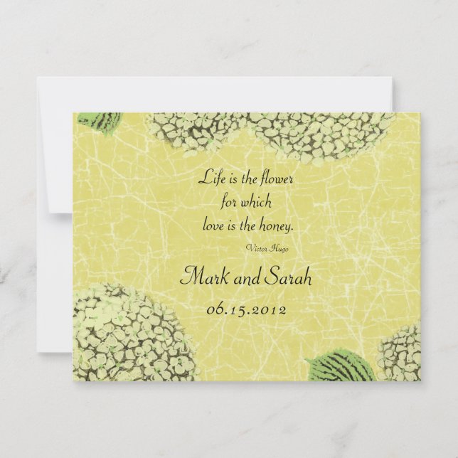 Vintage Crackle Hydrangeas RSVP (Front)