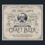 Vintage Craft Beer Custom Brewer Photo Bottle Label<br><div class="desc">If you make your own homebrewed beer and brand your bottles with these funny novelty craft beer labels. The humourous vintage-looking design can be easily personalised with your name, your state or country, your own photo and more. The original design is made to look aged with an antique stained paper...</div>
