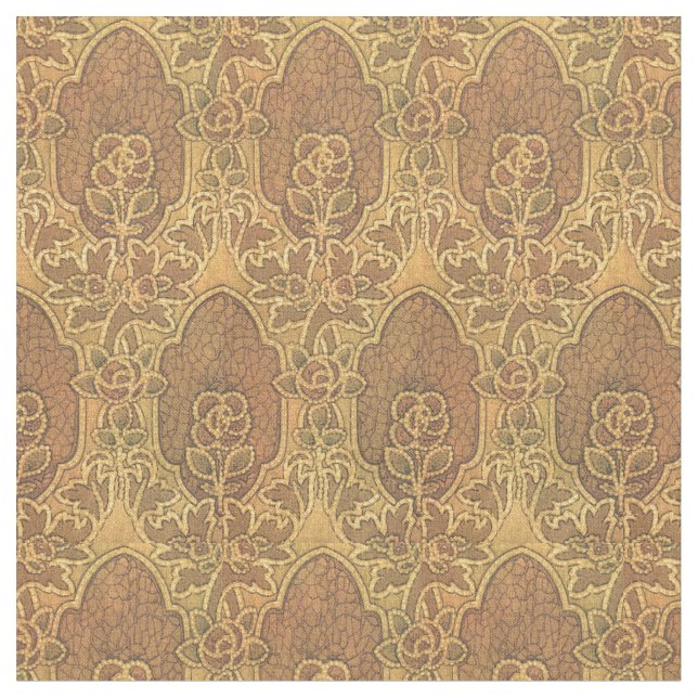 Vintage Craftsman Mackintosh Style Rose Pattern Fabric (Close Up)