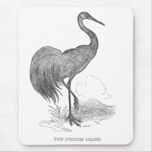 Vintage Crane Bird Pen and Ink Drawing Mouse Pad