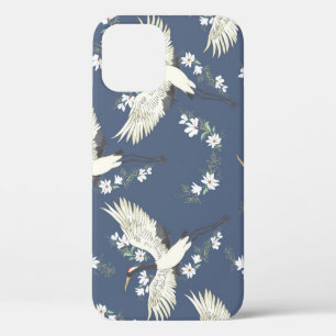 Vintage Crane: Flying Bird Pattern iPhone 12 Case