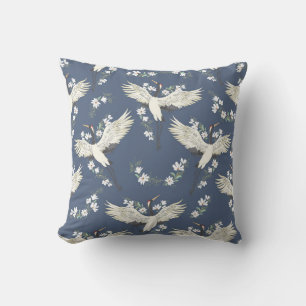 Vintage Crane: Flying Bird Pattern Cushion
