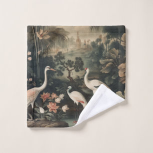vintage cranes and palaces in the tropics bath towel set