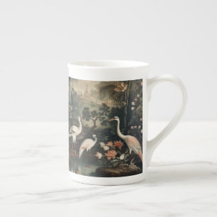 vintage cranes and palaces in the tropics bone china mug