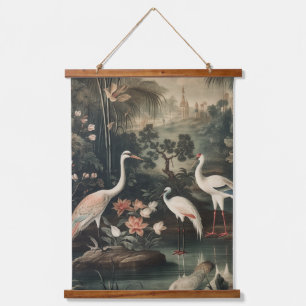 vintage cranes and palaces in the tropics hanging tapestry