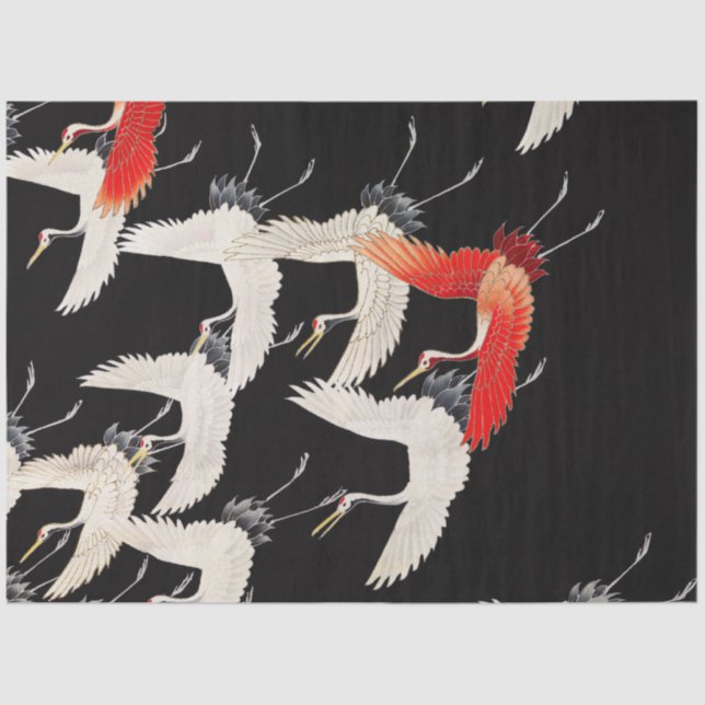 Vintage Cranes Birds Asian Chinoiserie Tissue Paper (Front)