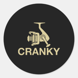Vintage Crankit Fishing Lure Cranky Funny Fisher M Classic Round Sticker