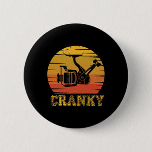 Vintage Cranky Fishing Reel 6 Cm Round Badge