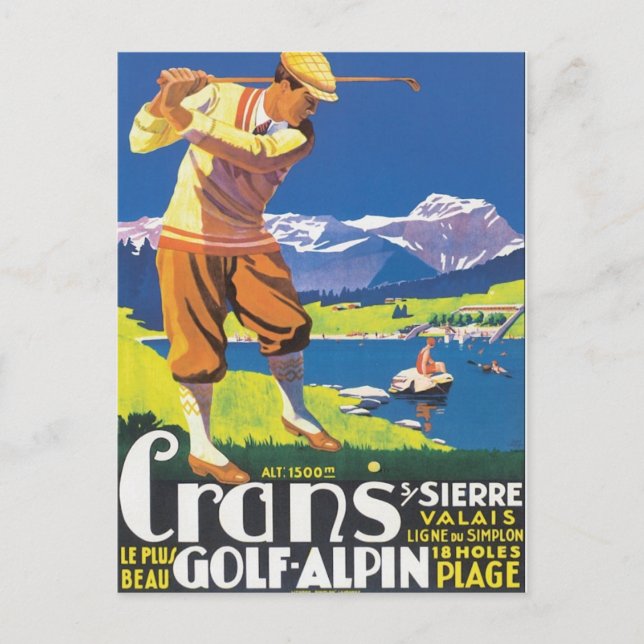 Vintage Crans Golf Alpin Postcard (Front)