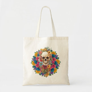 Vintage cranus surrounded by colorful flowers tote bag
