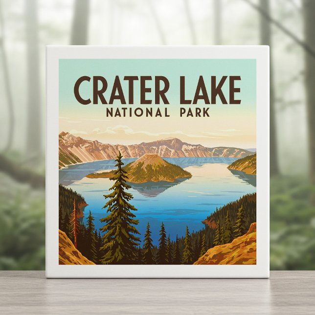 Vintage Crater Lake National Park Tile (Creator Uploaded)