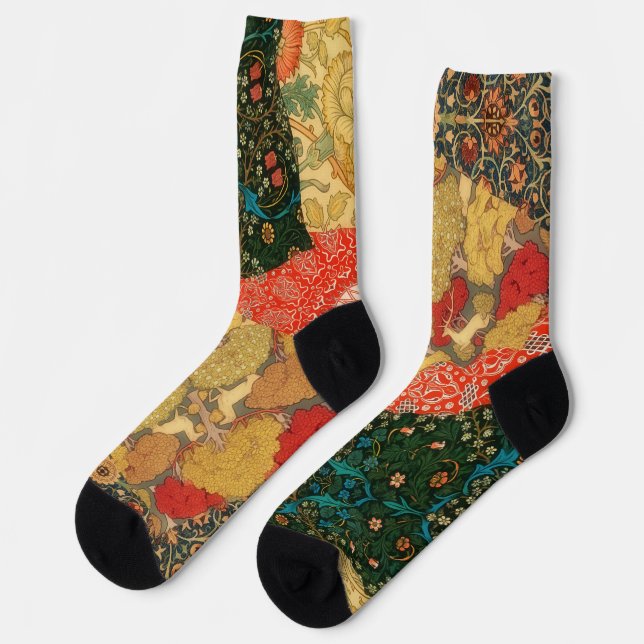 Vintage Crazy Quilt Art Socks (Left)