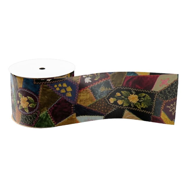 Vintage Crazy Quilt Grosgrain Ribbon (Spool)