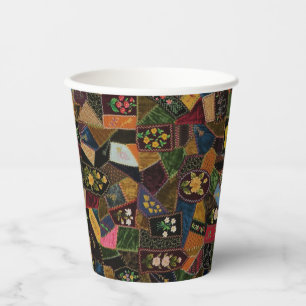 Vintage Crazy Quilt Paper Cups
