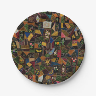 Vintage Crazy Quilt Paper Plate