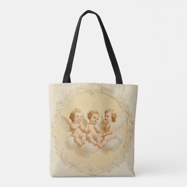 Vintage Cream Rococo Cherub Cloud Tote Bag (Back)