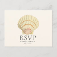 Vintage Cream Scallop Seashell Wedding RSVP