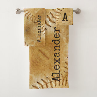 Vintage Cream Sports Baseball Bath Towel Set