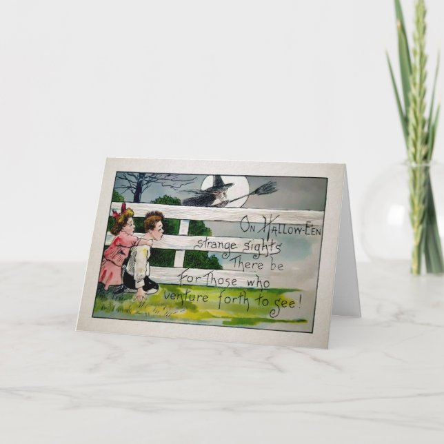 Vintage Creeping Halloween Witch Card (Front)