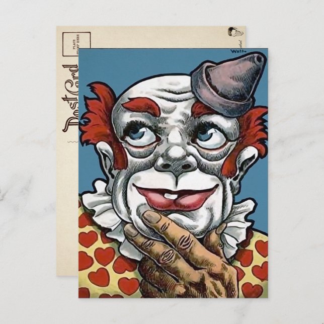 Vintage Creepy Clown Art Postcard (Front/Back)