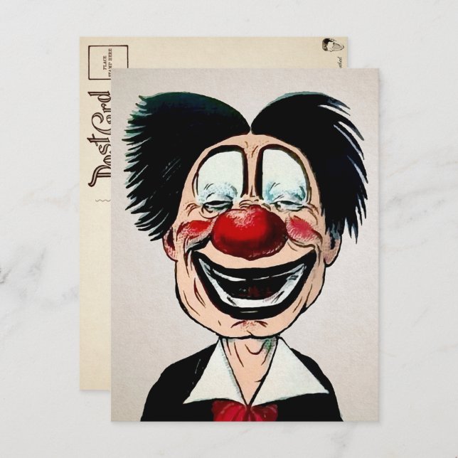 Vintage Creepy Clown Postcard (Front/Back)