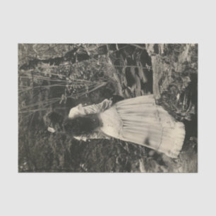Vintage Creepy Girl in Woodland Decoupage Tissue Paper