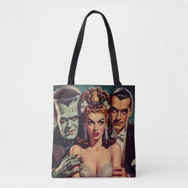 Vintage Creepy Horror Art Tote Bag (Front)