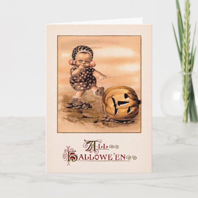 Vintage Creepy Kid Halloween Card (Front)