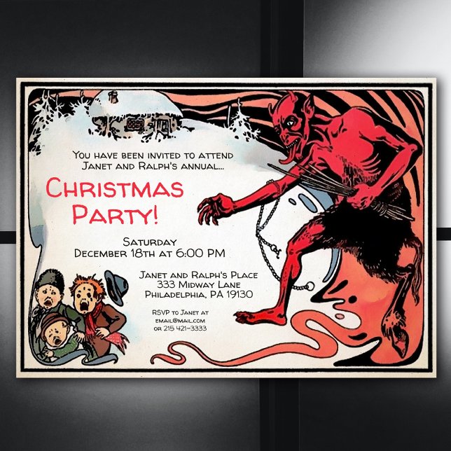 Vintage Creepy Krampus Customisable Invitation (Creator Uploaded)