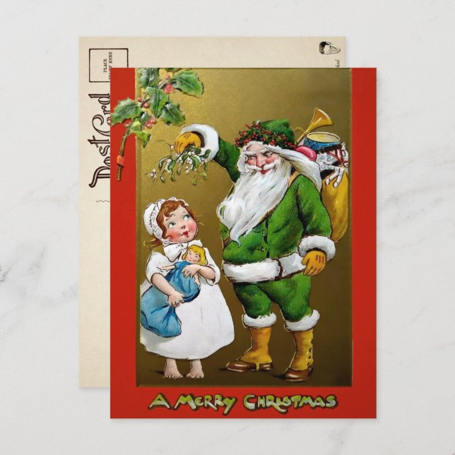 Vintage Creepy Mistletoe Christmas Postcard (Front/Back)